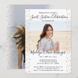 2 FotoSverige 16 Modern Rosa ros Guld Glitter Inbjudningar