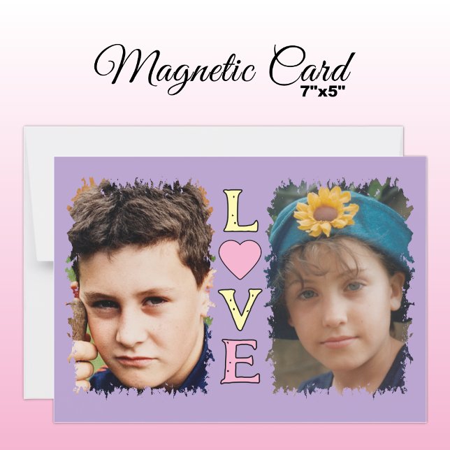 2 fotot Kärlek gult-rosa-magnetiskt kort (Skapare uppladdad)