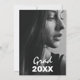 2 Fototext Trendig Modern vit text Studenten Inbjudningar