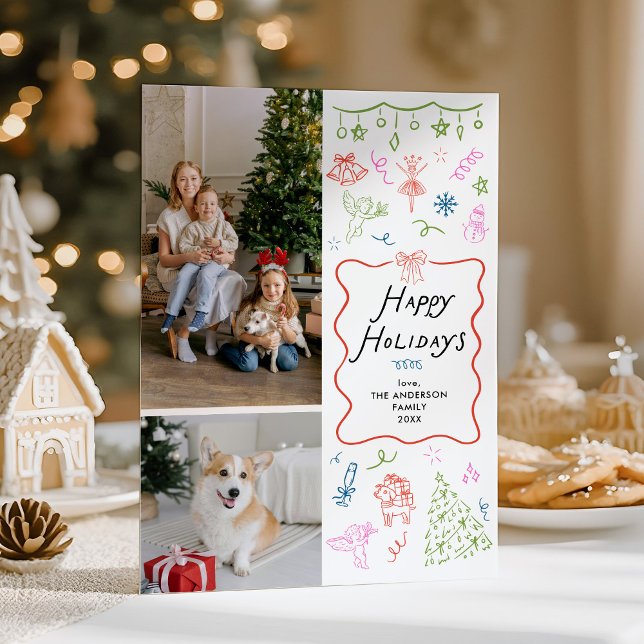 2 Fotovismiskt Hand plockade Glad helg-kort Julkort (Skapare uppladdad)