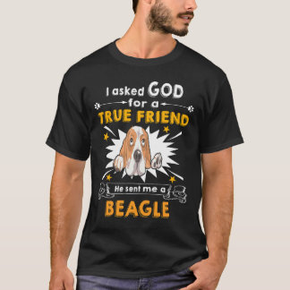 2 Frågade Gud - sann vän - en Beagle T Shirt