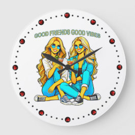 2 Freundinnen Good Friends Good Vibes mit Cocktail Stor Klocka