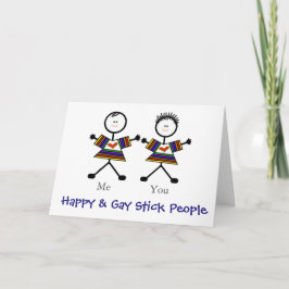 2 Gay Stickmen Romantic Greeting Card Anpassa! Helgkort