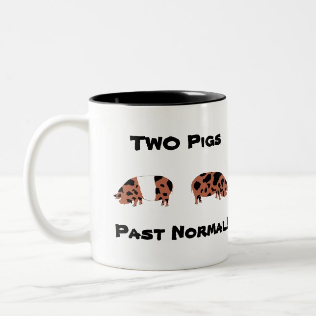 2 Grisar Past Normal! - KuneKune Pet Grisar Två-Tonad Mugg (Vänster)