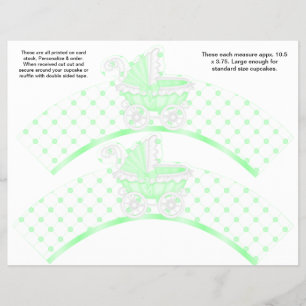 2 Grönt Carriage Baby Personalize Cupcoa Wrappers Reklamblad