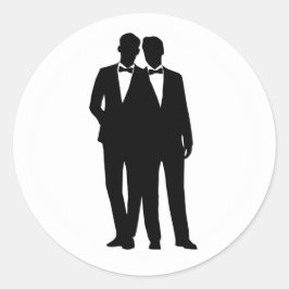 2 Grooms Silhouette Gay Couple Wedckers Runt Klistermärke