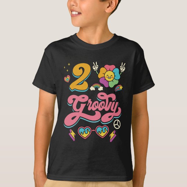 2 Groovy 2:a födelsedag, 2 år gammal flicka T Shirt (Framsida)
