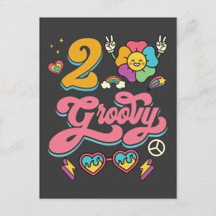 2 Groovy 2-årsfirande Söt 2-årig Tjej Vykort