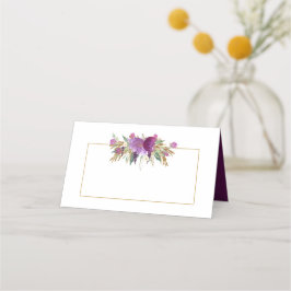 #2 Guld Lila Amethyst Wildblommor Place Cards Placeringskort