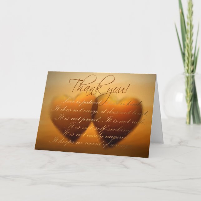 2 gyllene hjärta tack-kort! tack kort (Framsida)