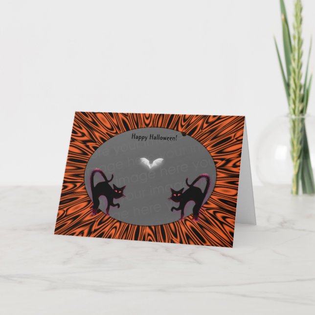 2 Halloween Cats Photo Holder! Kort (Framsida)