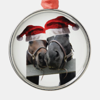 2 Hästar Kissing på Jultomten Hats för Julafton Julgransprydnad Metall