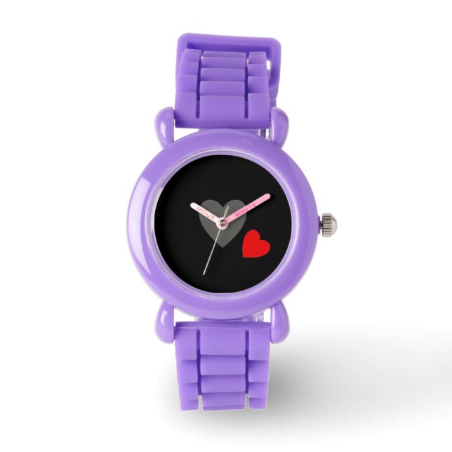 2 Heart Red Glitter Watch Armbandsur (Framsida)