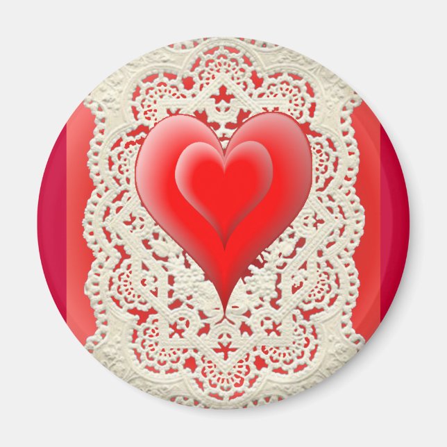 2 HEART & SNÖRE av SHARON SHARPE Magnet (Framsidan)