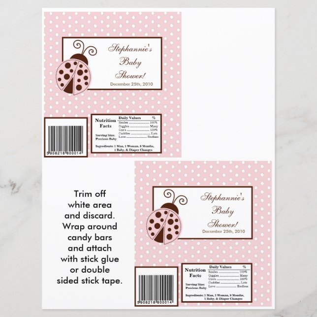 2 Hershey's Large Pub Wrapper Rosa Ladybug (Framsida)