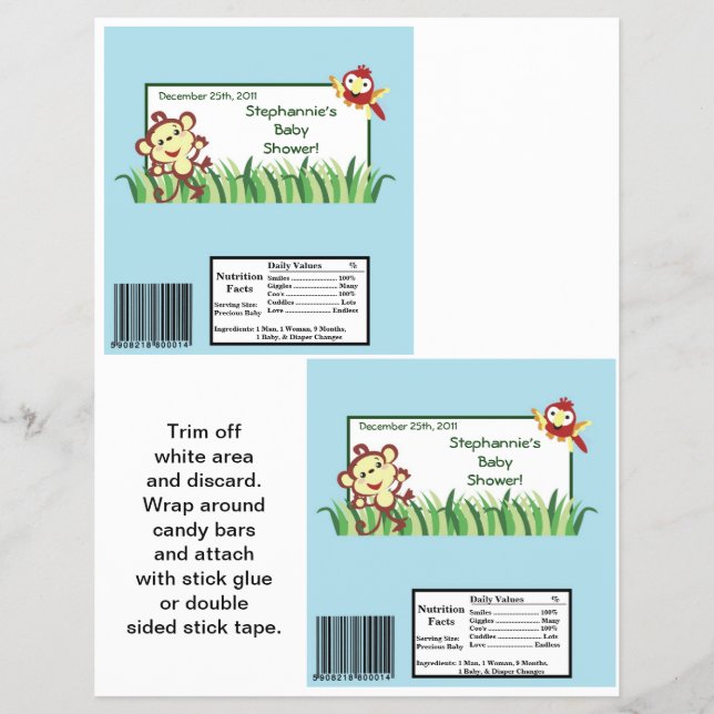 2 Hershey's Stora Bar Förpackning Regnskog Djungel Reklamblad (Framsidan)