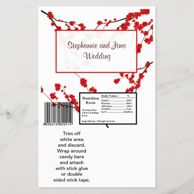 2 Hershey's Stora Bar Omslag Röd Körsbärsblomning Flygblad (Framsidan)