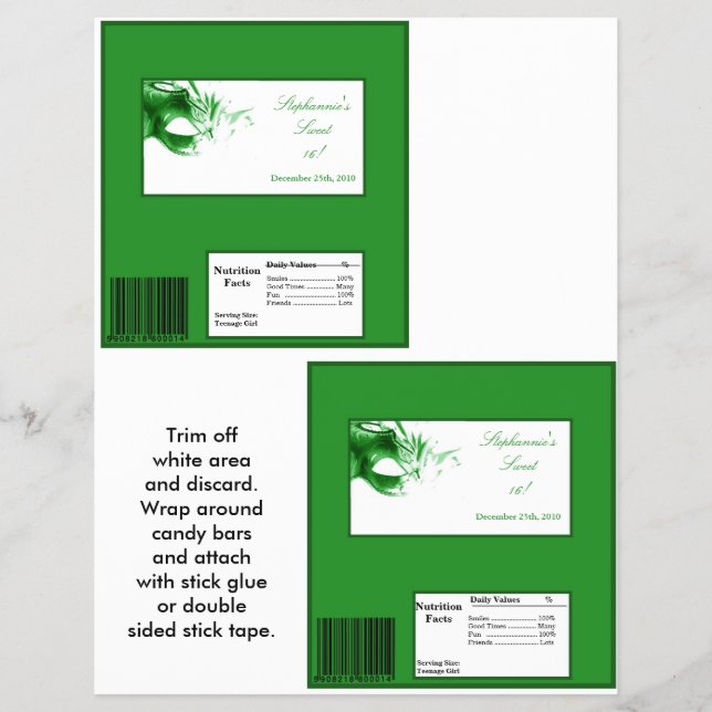 2 Hershey's Stora Bar Omslag Sött 16 Grönt Reklamblad (Framsidan)