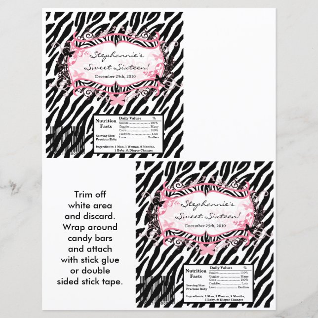 2 Hersheys stora Pub Wrapper Butterfly Zebra Prin (Framsida)