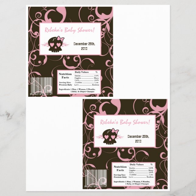2 Hersheys stora Pub Wrapper Girly Rosa Punk Skul Reklamblad (Framsidan)