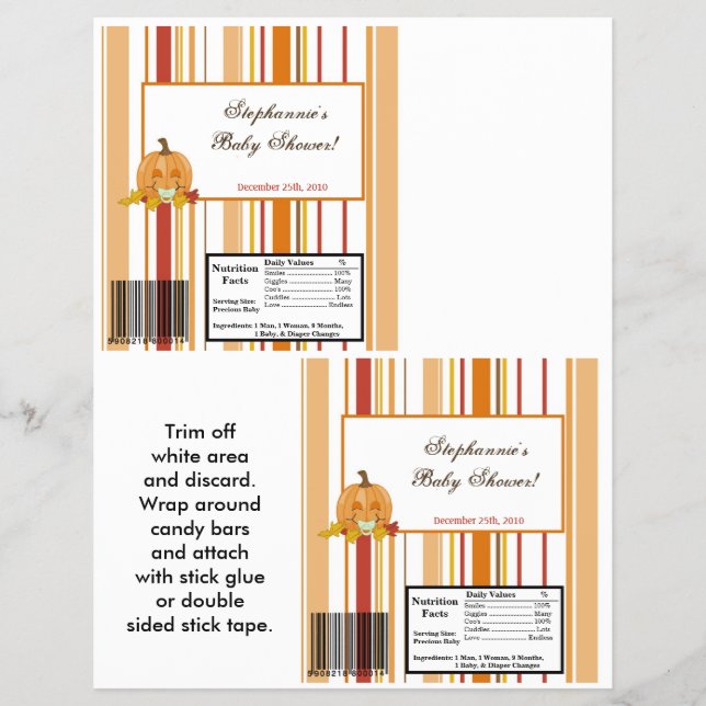 2 Hersheys stora Pub Wrapper-höstfälla Pumpkin Reklamblad (Framsidan)