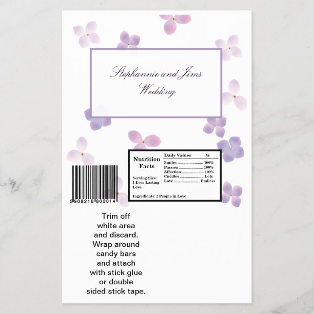 2 Hersheys stora Pub Wrapper Lila Hydrangea Flygblad (Framsidan)