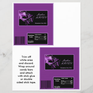 2 Hersheys stora Pub Wrapper Mis XV Lila Morado Reklamblad