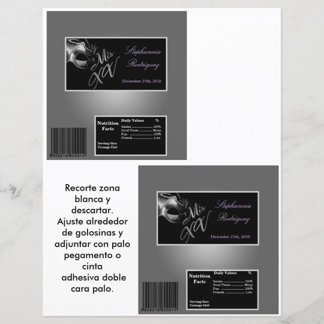 2 Hersheys stora Pub Wrapper Mis XV Silver (Framsida)