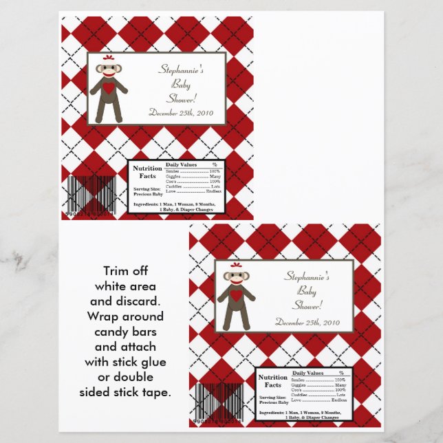 2 Hersheys stora Pub Wrapper Red Sock monkey (Framsida)