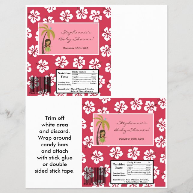 2 Hersheys stora Pub Wrapper Rosa Hawaiian Luau Reklamblad (Framsidan)