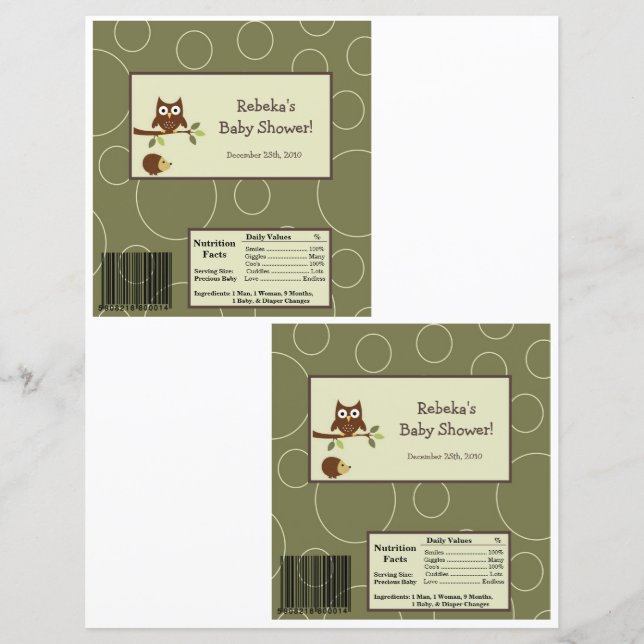 2 Hersheys stora Pub Wrapper Skogen Animal Uggla (Framsida)