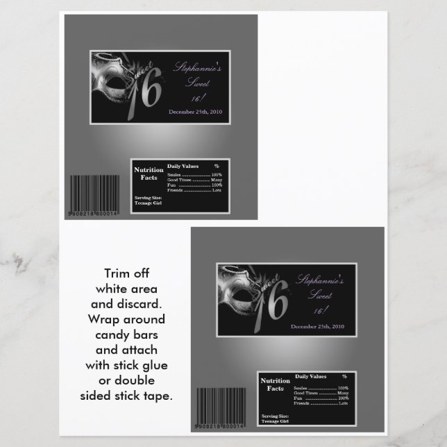 2 Hersheys stora Pub Wrapper Sweet 16 Silver (Framsida)