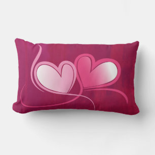 2 Hjärtningar på Fuschia Rosa Background Lumbarkudde
