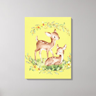 2 Hjortar i en blomsterträdgård Canvastryck