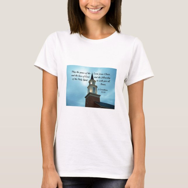 2 hörn. 13:14 maj Guds nåd.. T Shirt (Framsida)