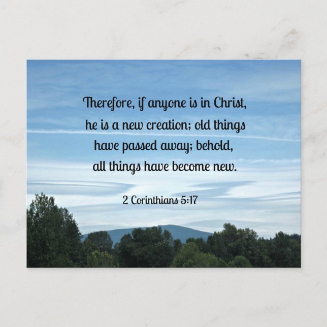 2 hörn. 17.17 Om någon är i Kristus... Vykort (Framsida)