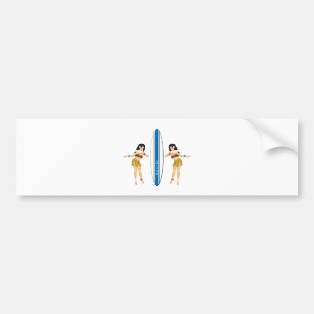 2 Hulas och Surfa Board Bildekal (Framsidan)