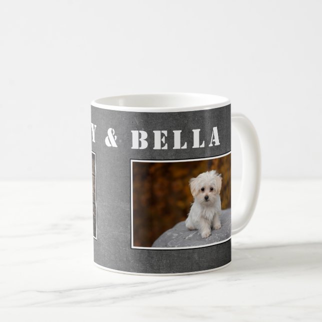 2 Hundägare Kritskriva Namn Foto Kaffemugg (Framsida höger)