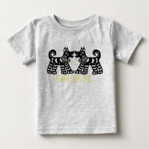 2 hundar för baby 2 för nytt år 2018 för jord tee