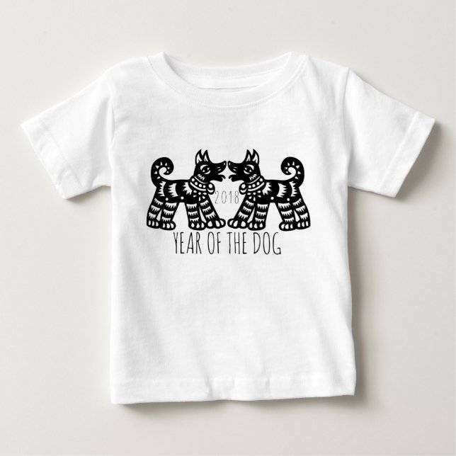 2 Hundar för kinesiska nyår 2018 W Baby Tee (Framsida)