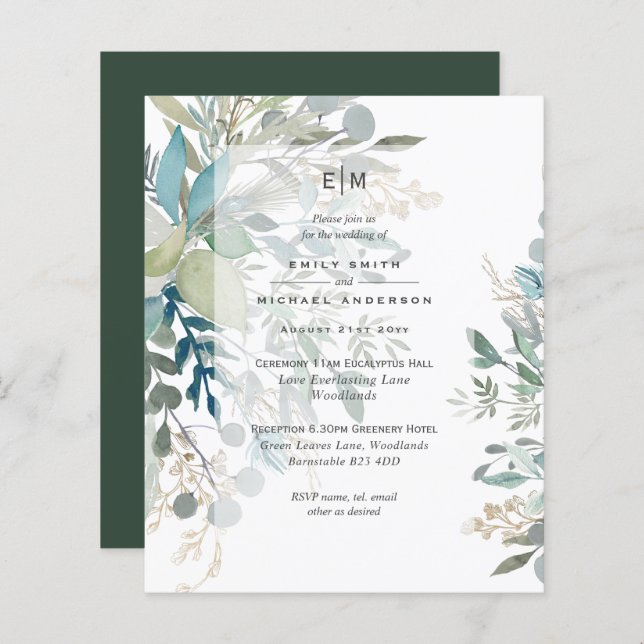 2-i1 Grey Bröllop Ceremony Reception Inv. (Fram/baksida)