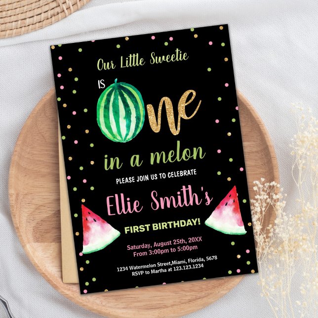 2 Inbjudan till Grönt av vattenmelon-födelsedagar (2 Slice Green Watermelon Birthday Invitations)