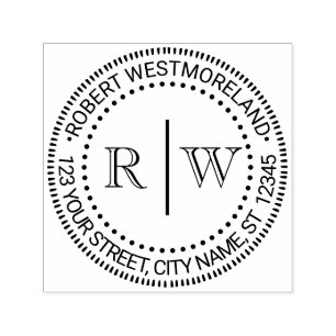 2 Initialer Monogram #2 Vertikal Distans Namn Adre Självfärgande Stämpel