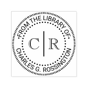 2 Initialer Monogram #2 Vrt Spacer Bibliotek Bokti Självfärgande Stämpel