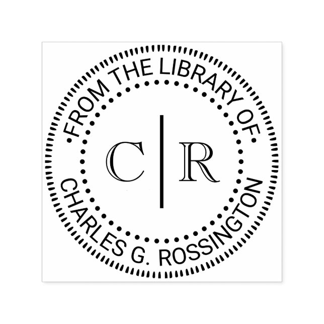 2 Initialer Monogram #2 Vrt Spacer Bibliotek Bokti Självfärgande Stämpel (Design)