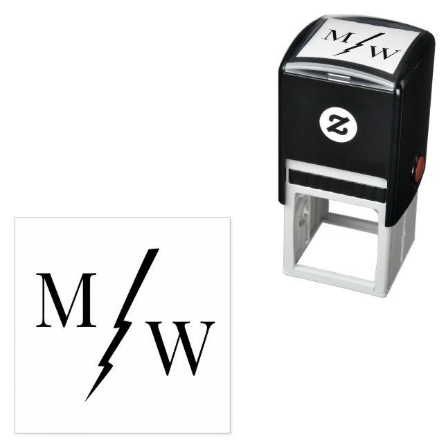 2 Initialer Monogram med Blixtdistanser D Självfärgande Stämpel (In Situ)