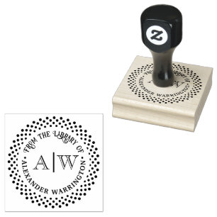 2 Initialer Monogram Prickad Ram #3CA Biblioteksbo Stämpel