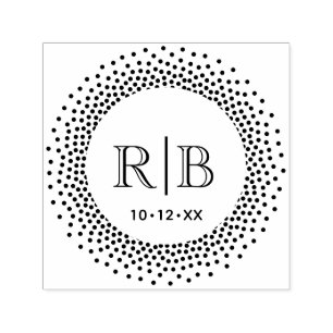 2 Initialer Monogram Rund Prickad Prick Ram #2C Självfärgande Stämpel