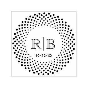 2 Initialer Monogram Rund Prickad Ram #3CA Självfärgande Stämpel