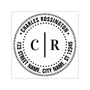 2 Initialer Monogram Vert Avstånd Namn Returadress Självfärgande Stämpel